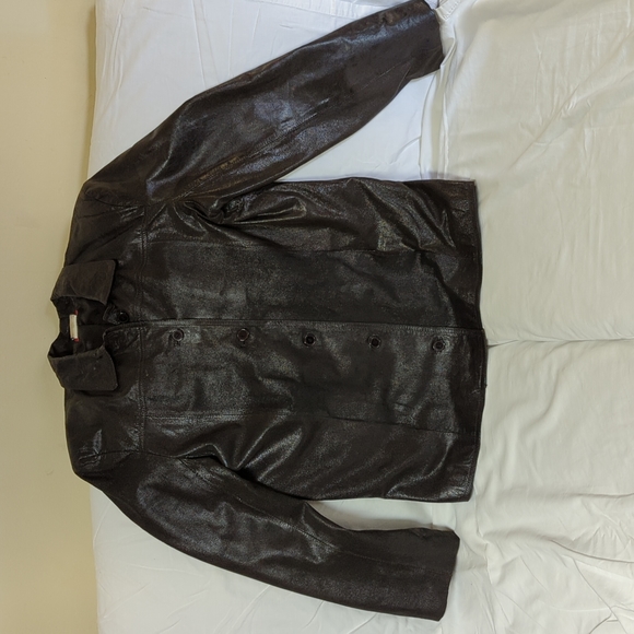 Vintage ESPIRIT black leather coat size large - Picture 1 of 5